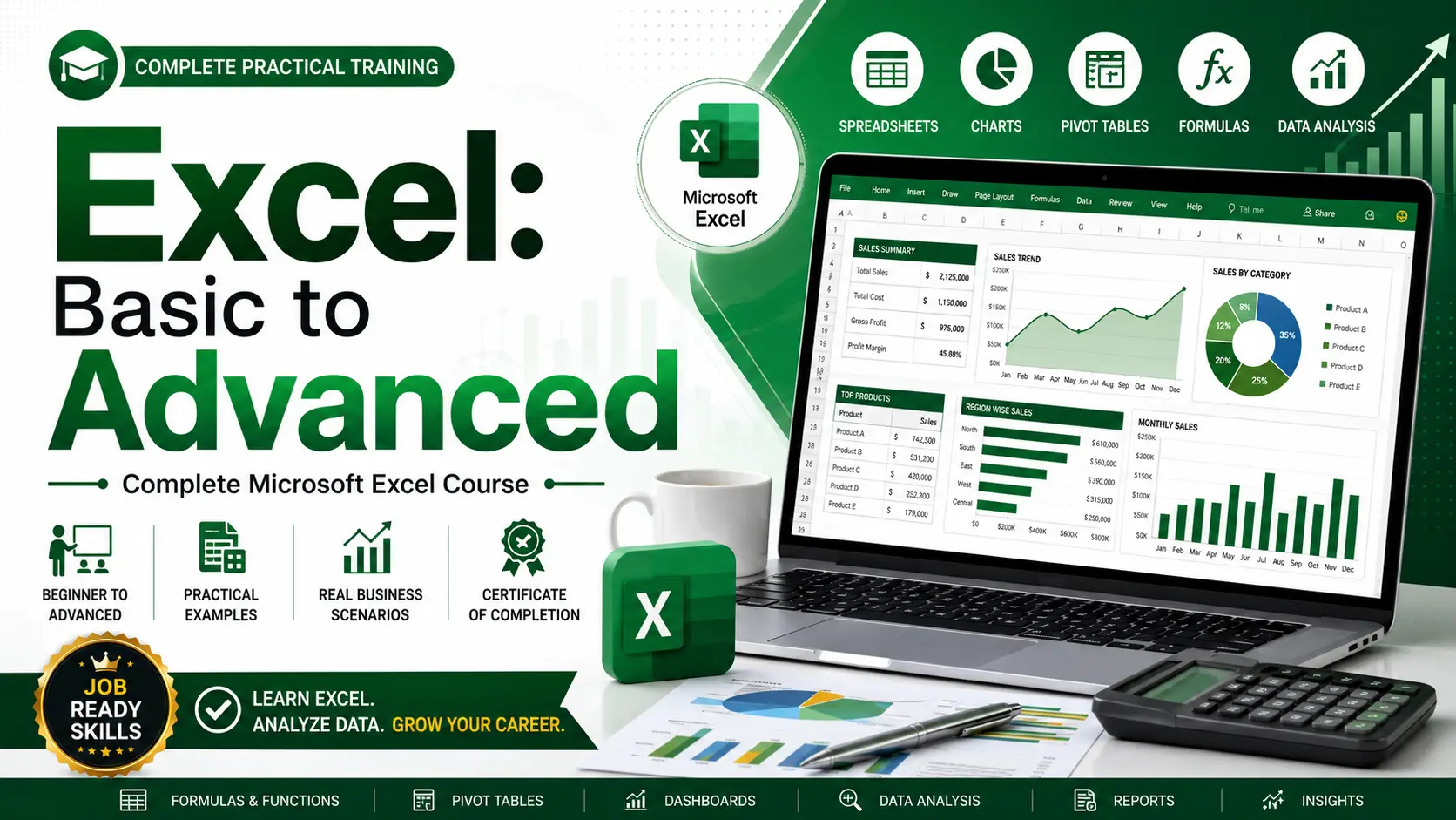 Excel: Basic to Advanced – Complete Guide, Benefits & Career Opportunities
